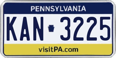 PA license plate KAN3225