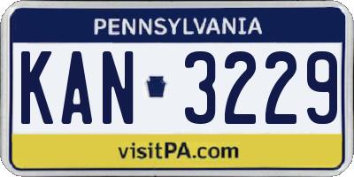 PA license plate KAN3229