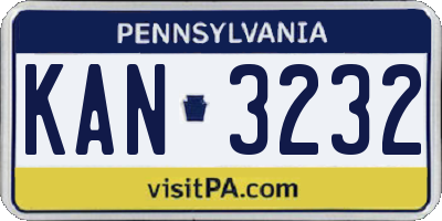PA license plate KAN3232