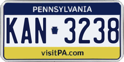 PA license plate KAN3238