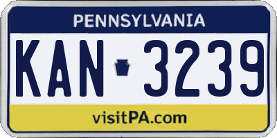 PA license plate KAN3239
