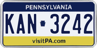 PA license plate KAN3242
