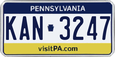 PA license plate KAN3247