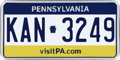 PA license plate KAN3249