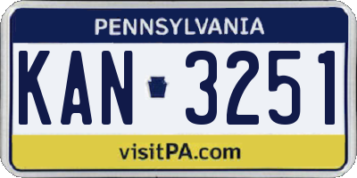 PA license plate KAN3251
