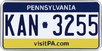 PA license plate KAN3255