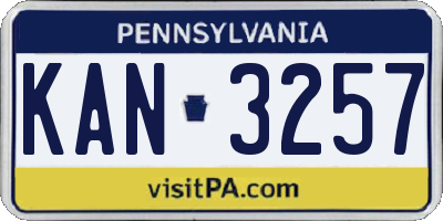 PA license plate KAN3257