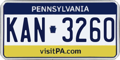 PA license plate KAN3260