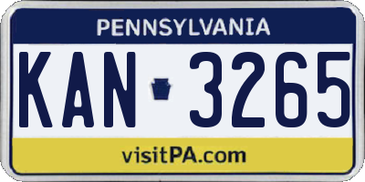 PA license plate KAN3265