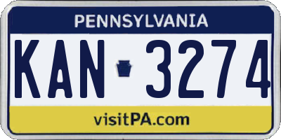 PA license plate KAN3274