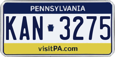 PA license plate KAN3275