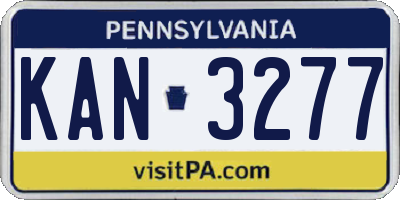 PA license plate KAN3277