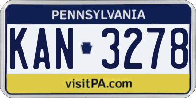 PA license plate KAN3278