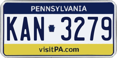 PA license plate KAN3279