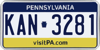 PA license plate KAN3281