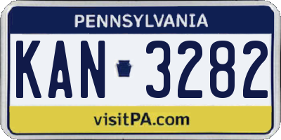 PA license plate KAN3282