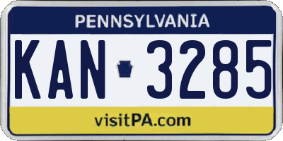PA license plate KAN3285