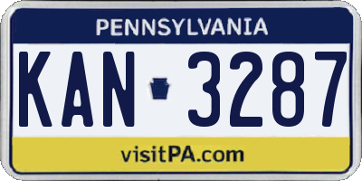 PA license plate KAN3287