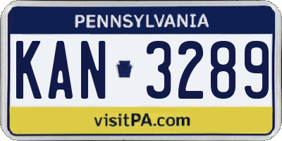 PA license plate KAN3289