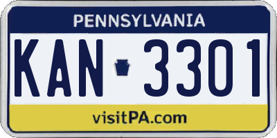 PA license plate KAN3301
