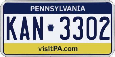 PA license plate KAN3302
