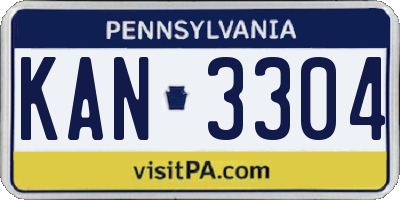 PA license plate KAN3304