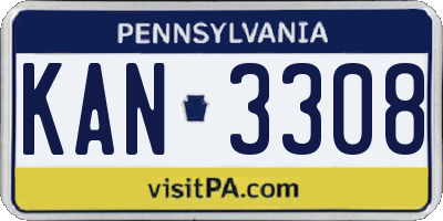 PA license plate KAN3308