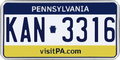 PA license plate KAN3316