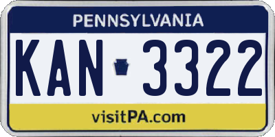 PA license plate KAN3322