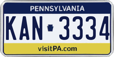 PA license plate KAN3334