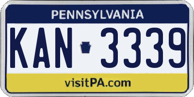 PA license plate KAN3339