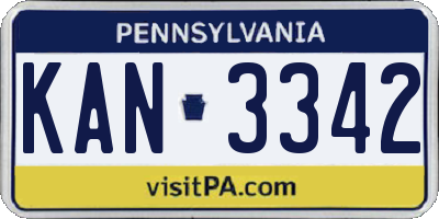PA license plate KAN3342
