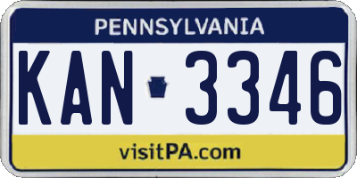 PA license plate KAN3346