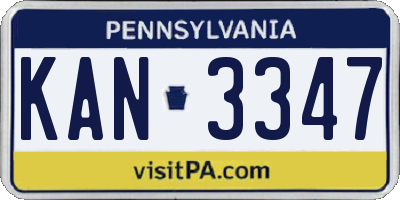 PA license plate KAN3347