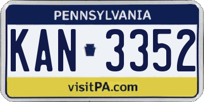 PA license plate KAN3352