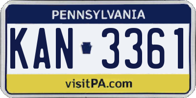PA license plate KAN3361