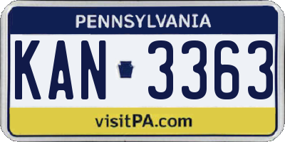 PA license plate KAN3363
