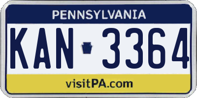 PA license plate KAN3364