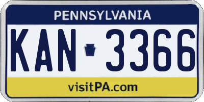 PA license plate KAN3366