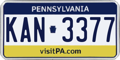 PA license plate KAN3377