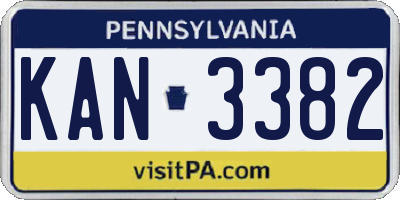 PA license plate KAN3382