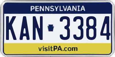 PA license plate KAN3384