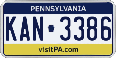 PA license plate KAN3386