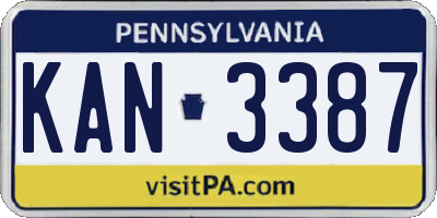 PA license plate KAN3387