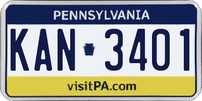 PA license plate KAN3401
