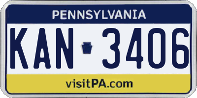 PA license plate KAN3406