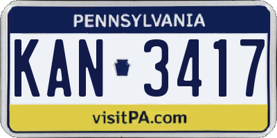 PA license plate KAN3417
