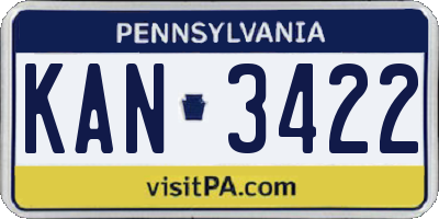 PA license plate KAN3422