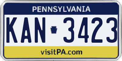 PA license plate KAN3423