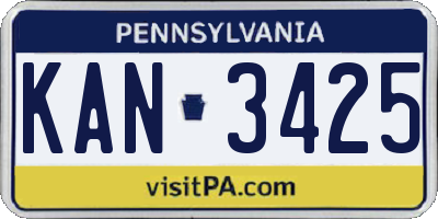 PA license plate KAN3425